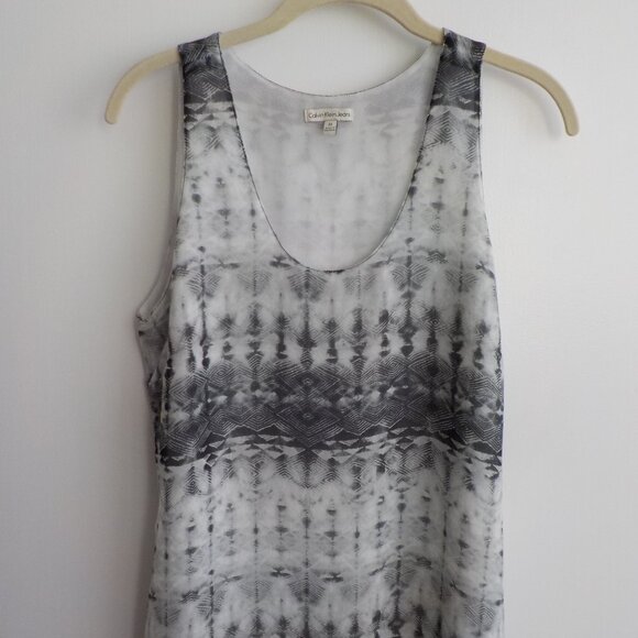 Calvin Klein Blouse - Medium - Sleeveless - Black/Grey/White - Sheer Dressy - Picture 1 of 5
